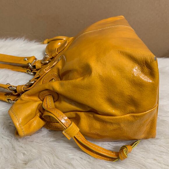 DOONEY & BOURKE Vintage Orange Yellow Small Patent Leather CHIARA D/S Satchel - Picture 15 of 16